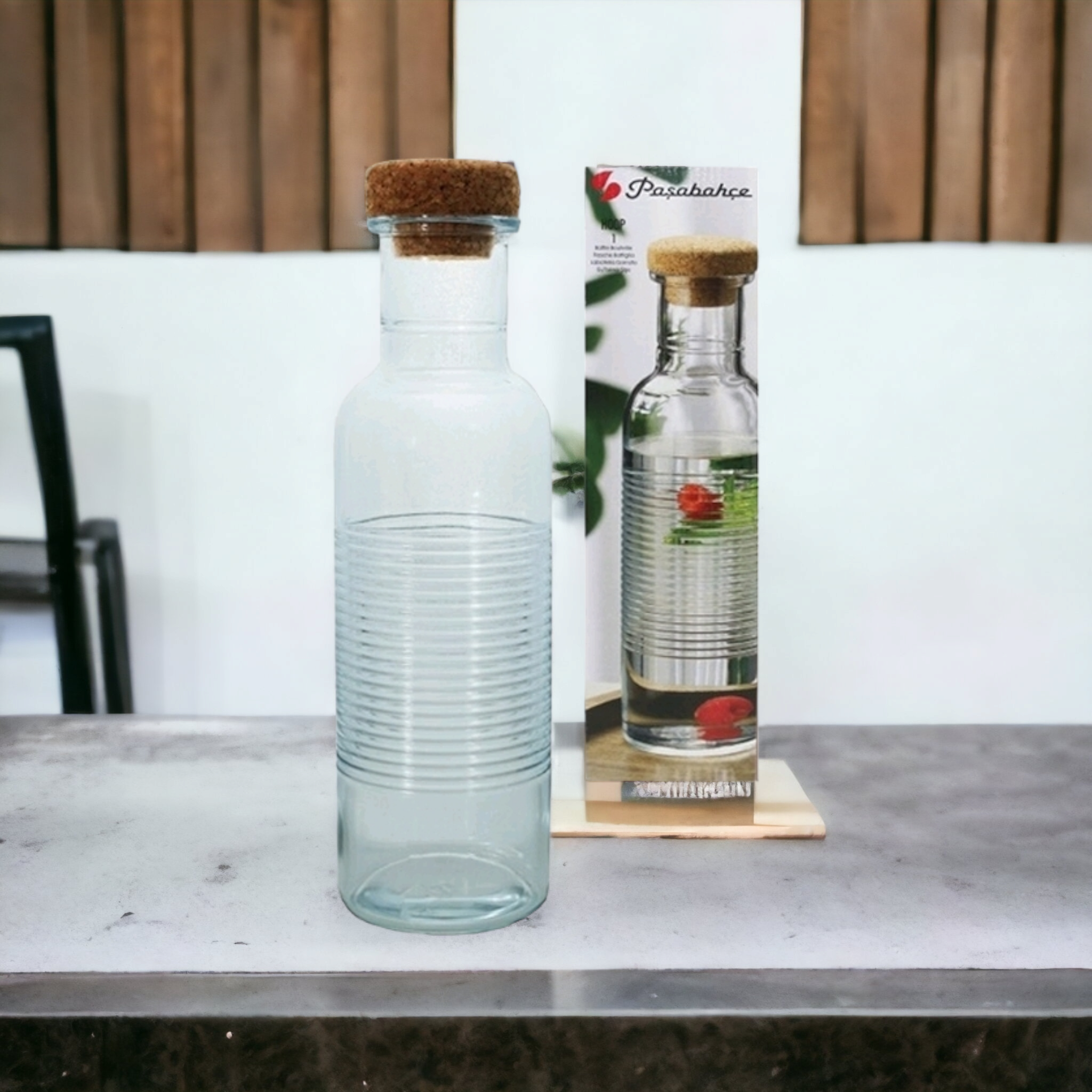 Pasabahce 1L Hoop Fridge Water Bottle with Cork Lid