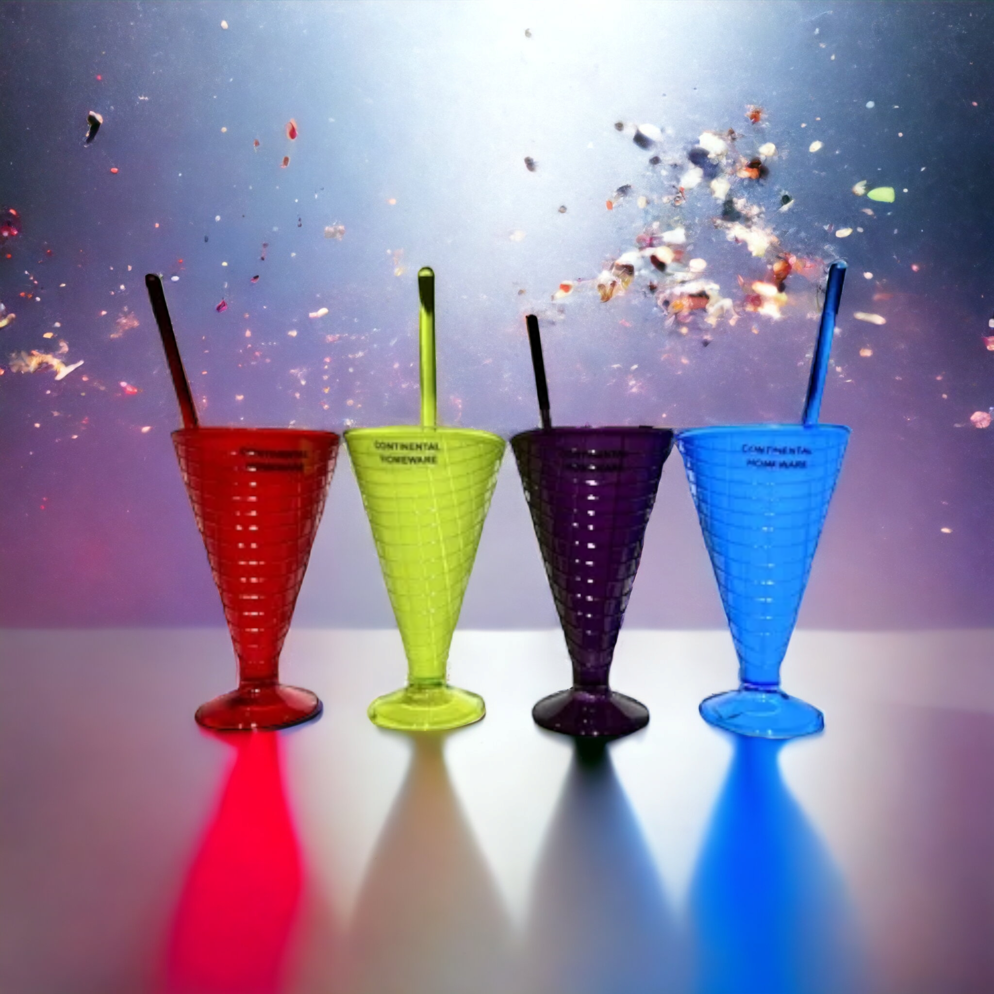 Acrylic Ice Cream Tumbler 250ml with Spoon Two Tone Assorted Colour CH839