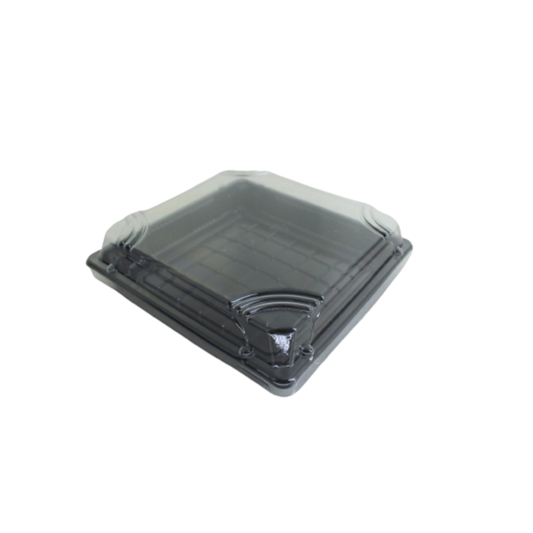 Disposable Serving To Go Plastic Tray Black with Clear Lid Square XPP636