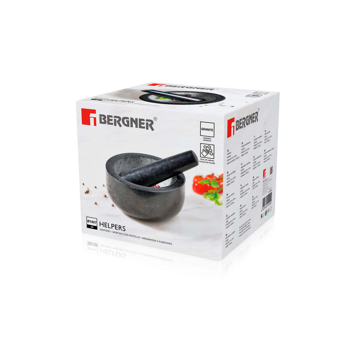 Bergner Mortar & Pestle Grinding Pot Bowl Set Mortero Granito Helpers SGN2172