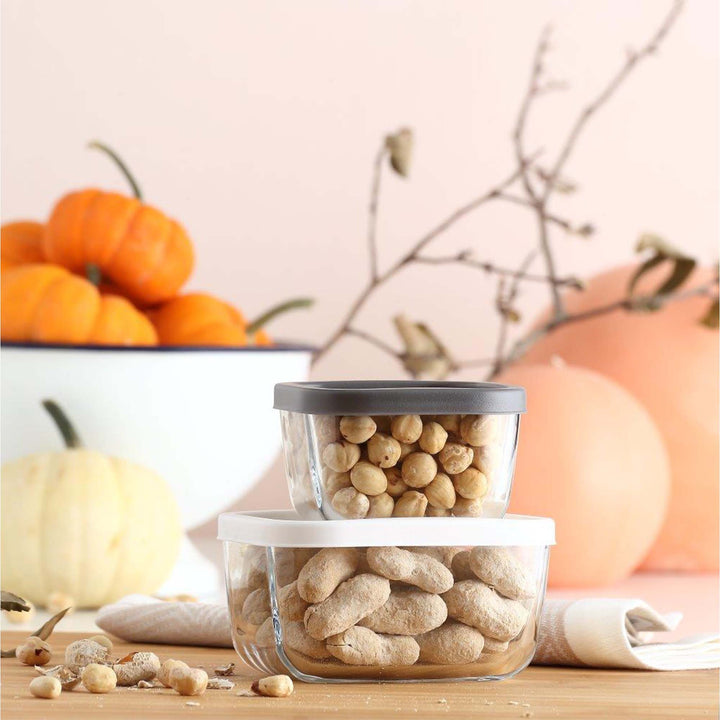 Lav Glass Storage Container Square With White Lid 270ml SGN2384