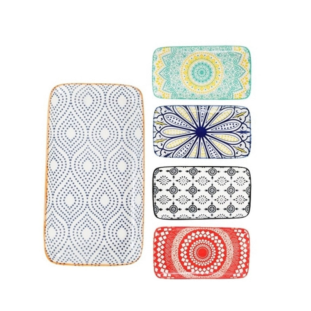 Cermic Ethnic Dinner Serving Plate 8inch 20cm Rectangular 32510