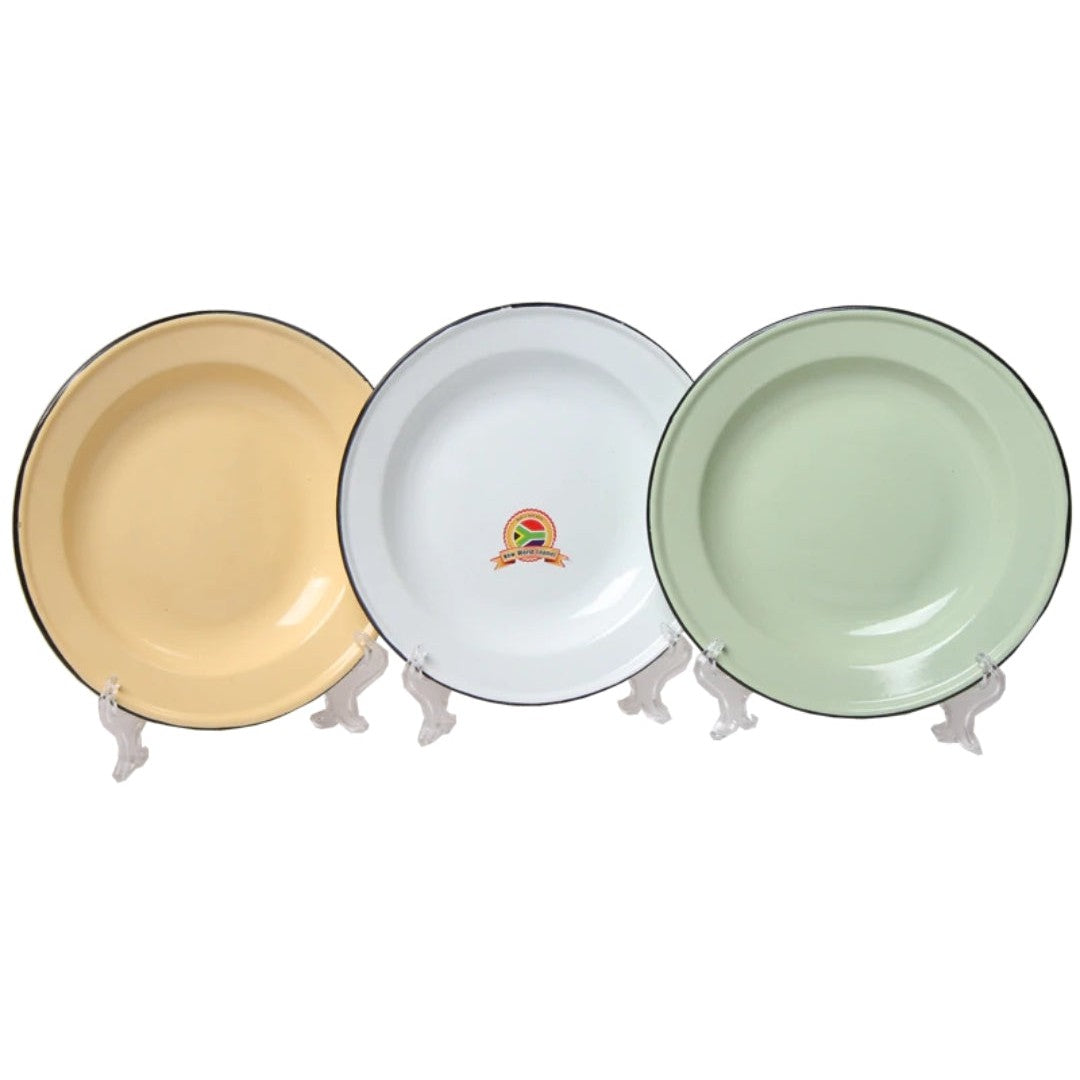 Kango Enamel Soup Plate 26cm Harlequin White