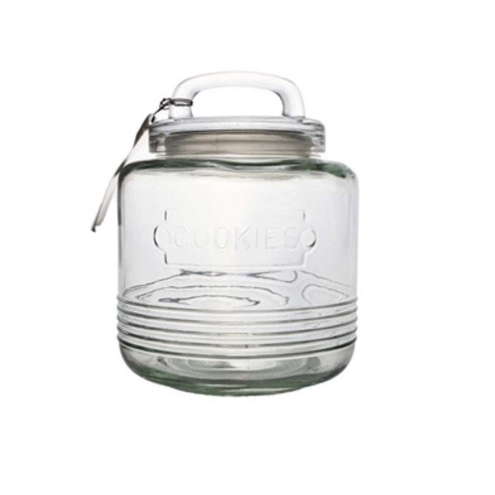 Jar Cookie Loop Handle Round Glass 4L