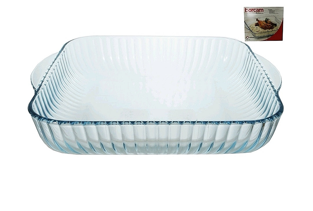 Borcam Glass Serving Dish Roaster Square 28.2x6cm 23645