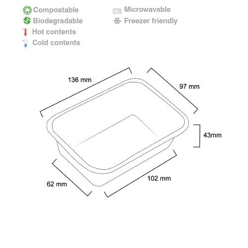 Biodegradable Bagasse Takeaway Meal Container 350ml 10pack