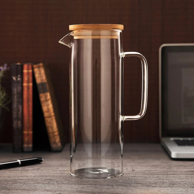 LAV Glass Water Jug 1.2L with Wood Lid SGN1940