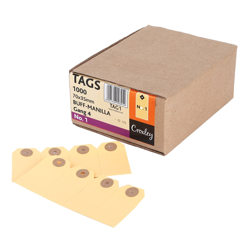Manilla Buff Tags No.1 70x35mm 234gsm 500pack