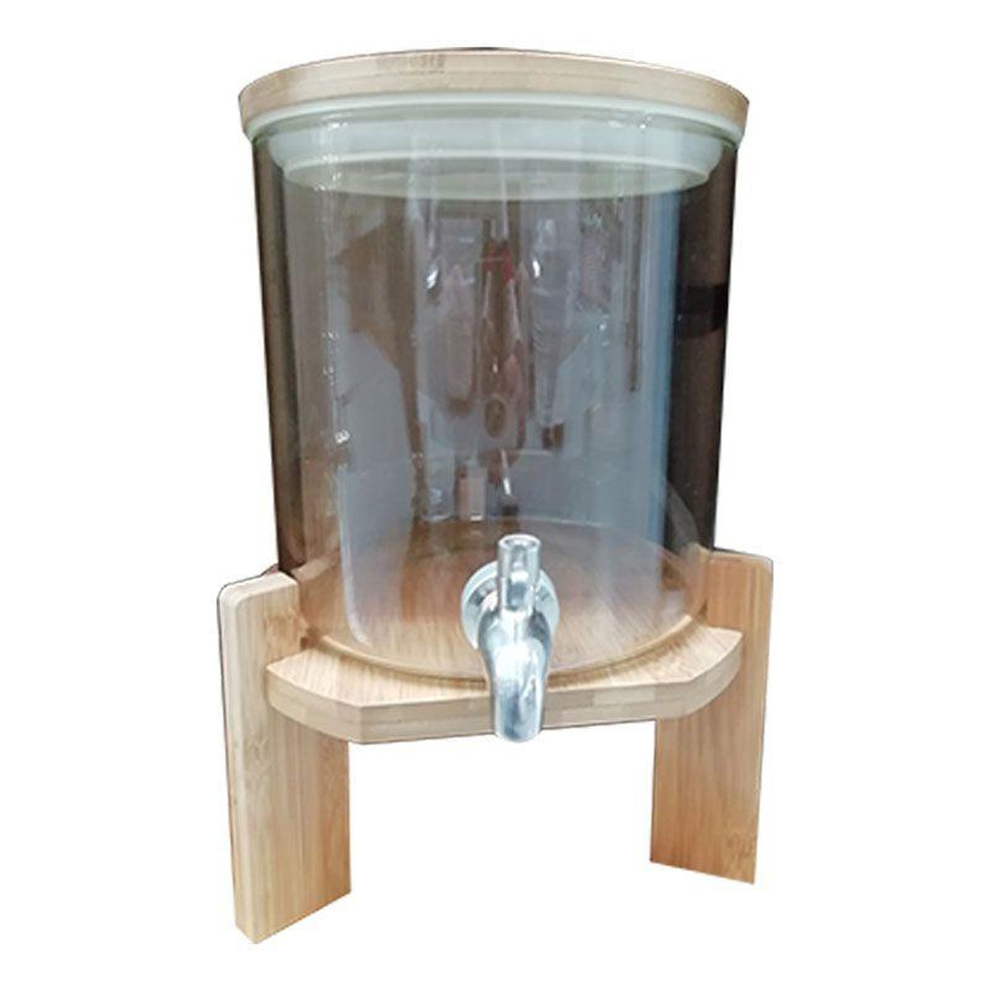 Beverage Dispenser 7.5L Borosilicate Glass Wooden Lid & Stand with Tap Spout