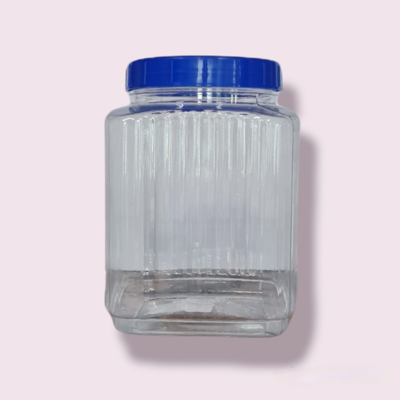 2.5kg PET Plastic Storage Jar Ribbed Square Clear