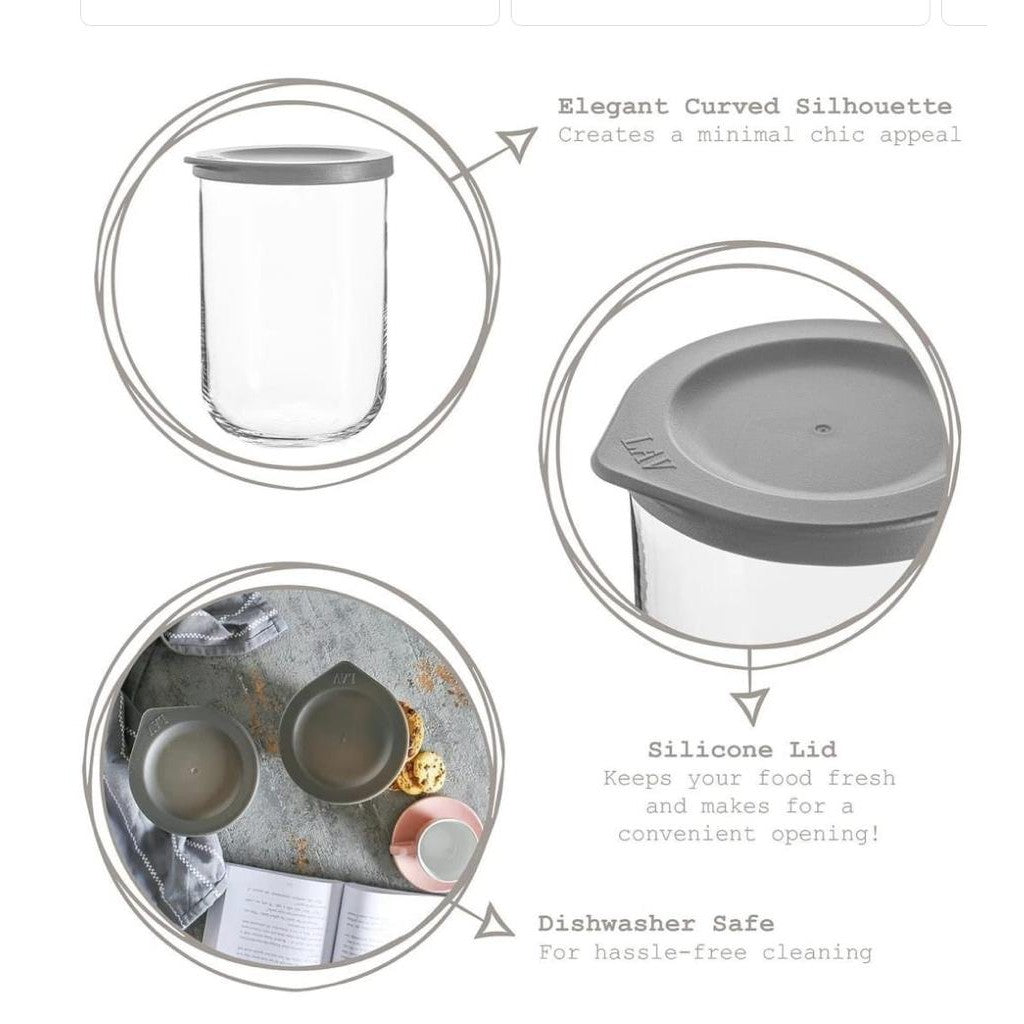 LAV Glass Tub Container Jar 380ml with White Lid SGN941