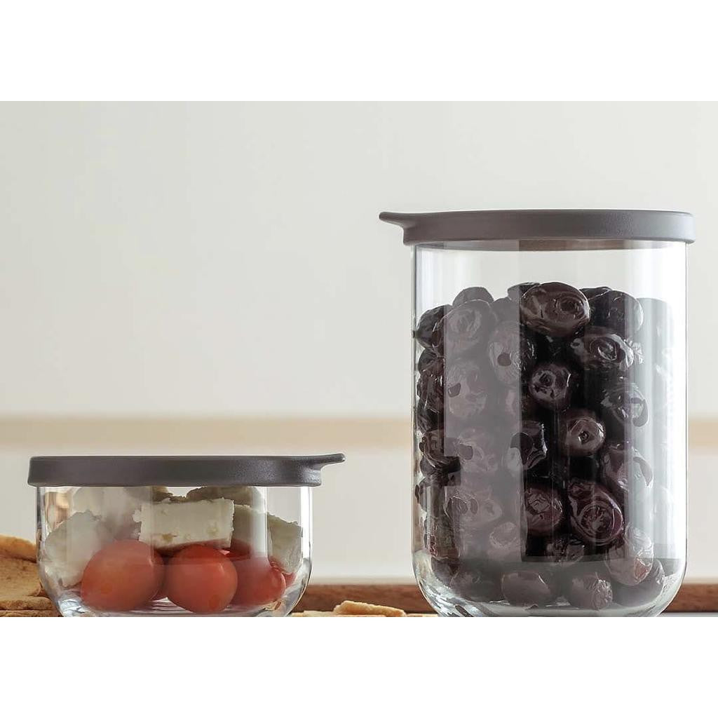 LAV Glass Tub Container Jar 380ml with White Lid SGN941