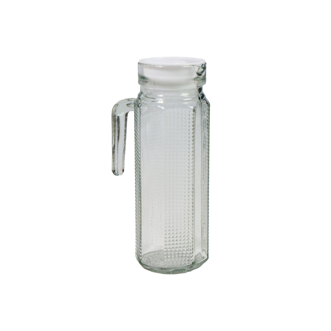 Glass Fridge Water Jug 1L with White Plastic Lid