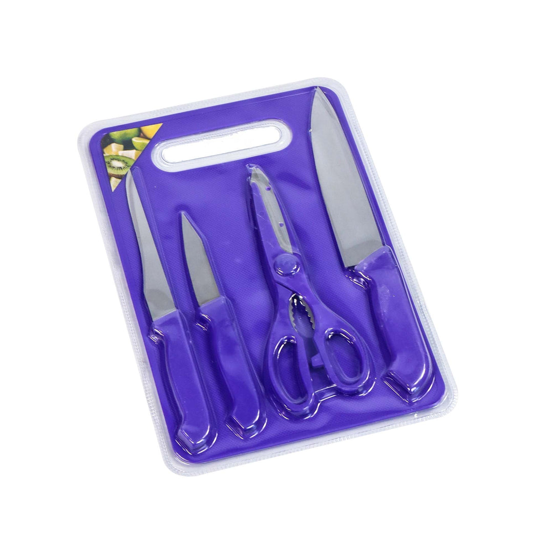 Kitchen Cutting board with Knife and Scissor 5pcs Set