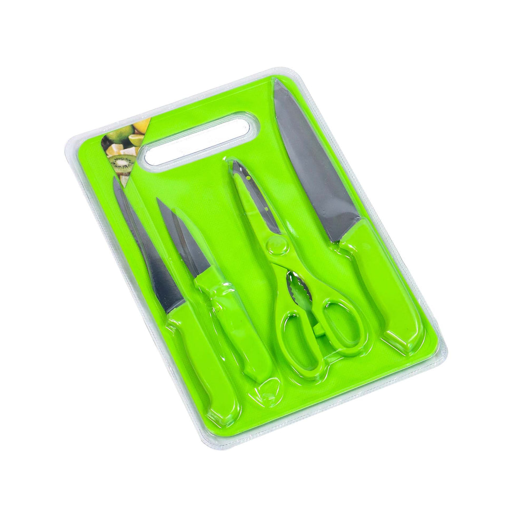 Kitchen Cutting board with Knife and Scissor 5pcs Set