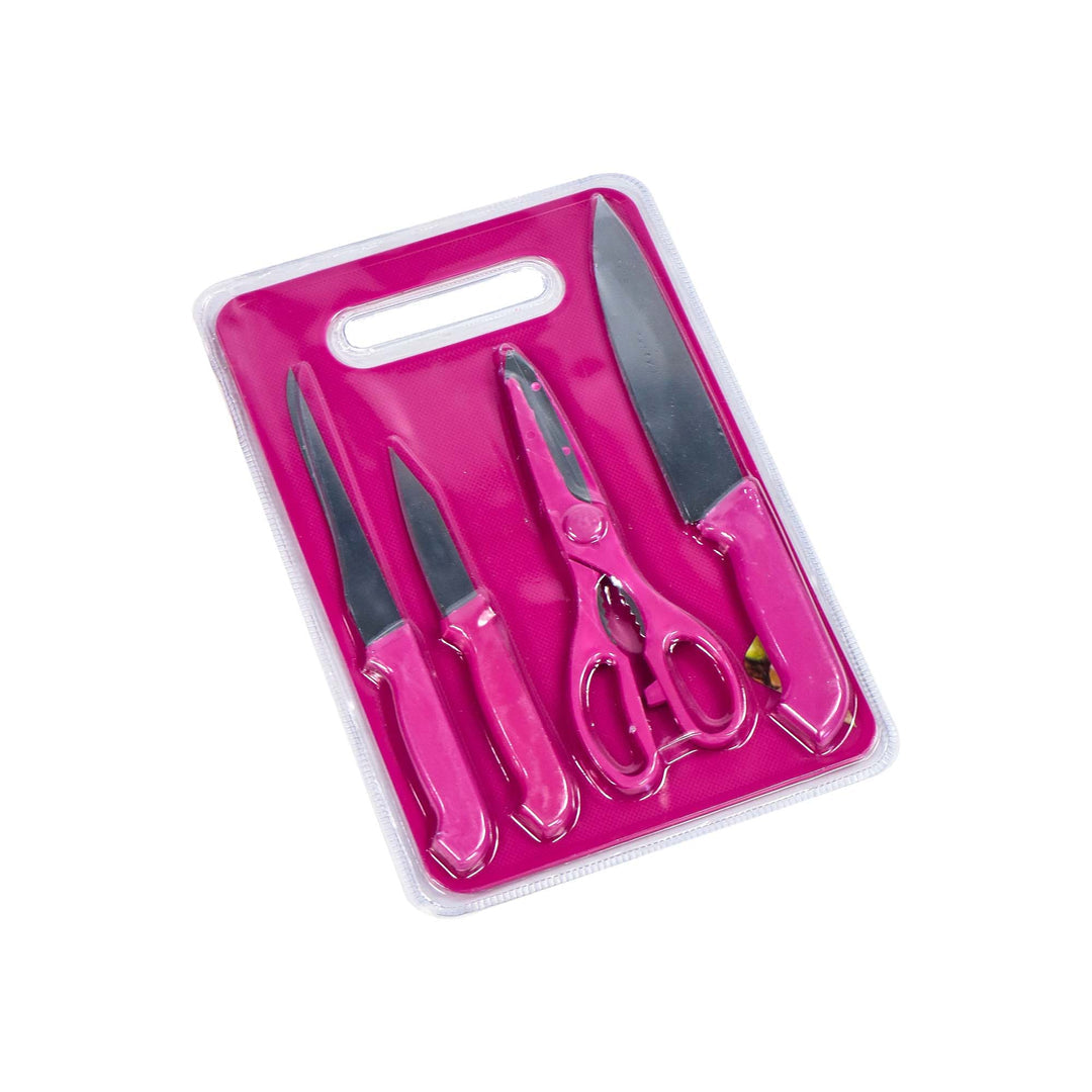 Kitchen Cutting board with Knife and Scissor 5pcs Set