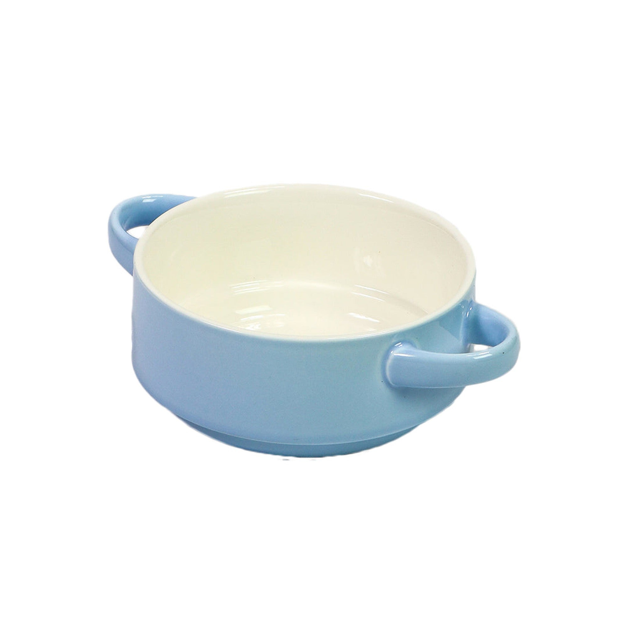 Soup Bowl 2 Tone Ceramic with handle Assorted