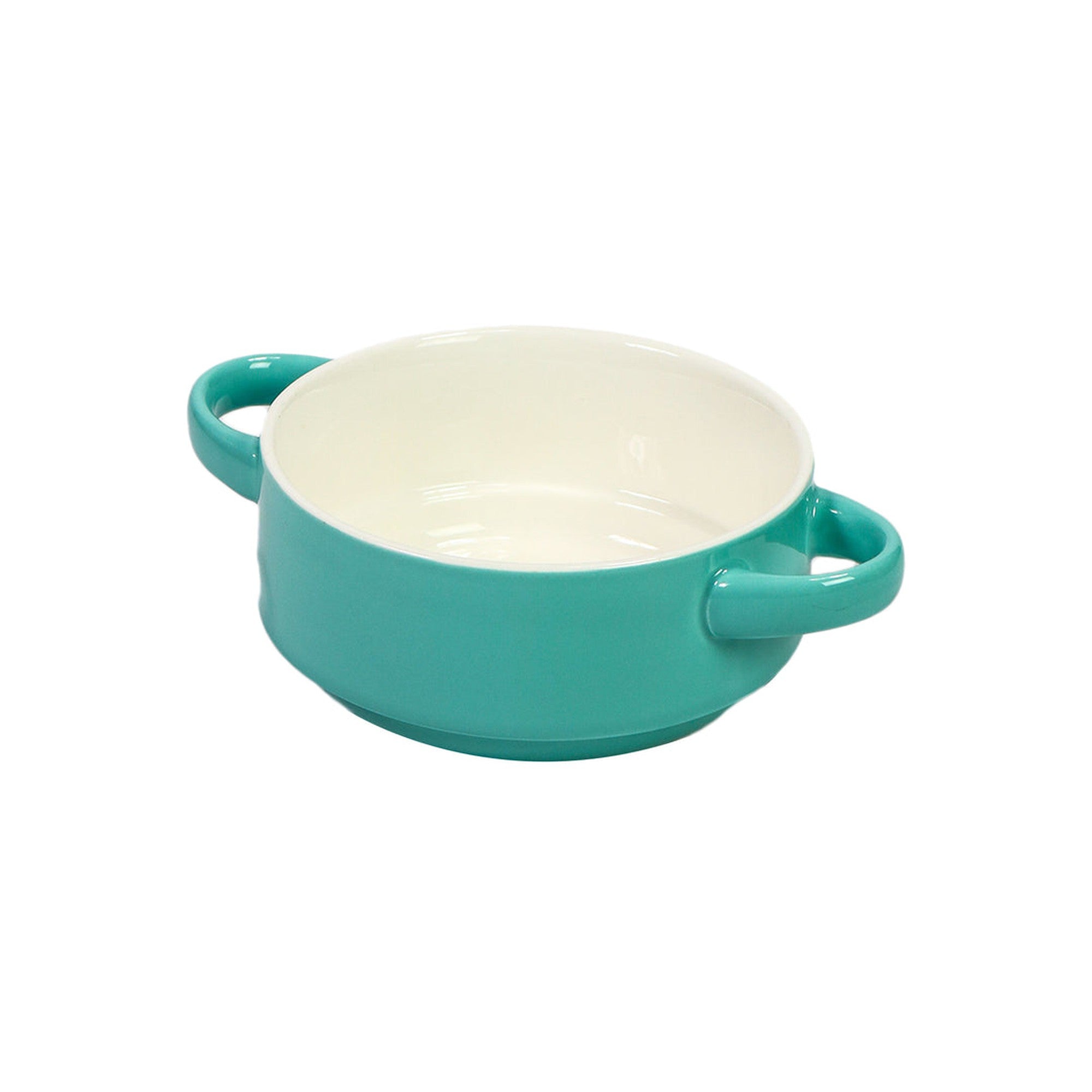 Soup Bowl 2 Tone Ceramic with handle Assorted