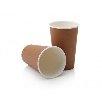 500ml Vending Paper Coffee Cups Disposable Single Wall Brown with White Sip Lid 10pack