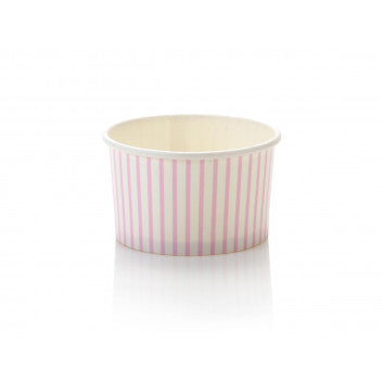 Ice Cream Paper Cups 150ml Baby Pink Stripes Vintage Tubs 10pack