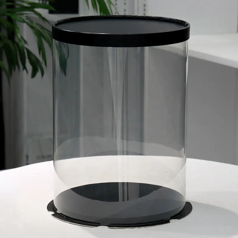 Cake Box Round Clear See Through Medium Black 30x30xH18cm