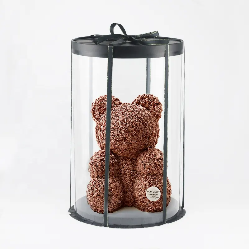 Cake Box Round Clear See Through Medium Black 30x30xH18cm