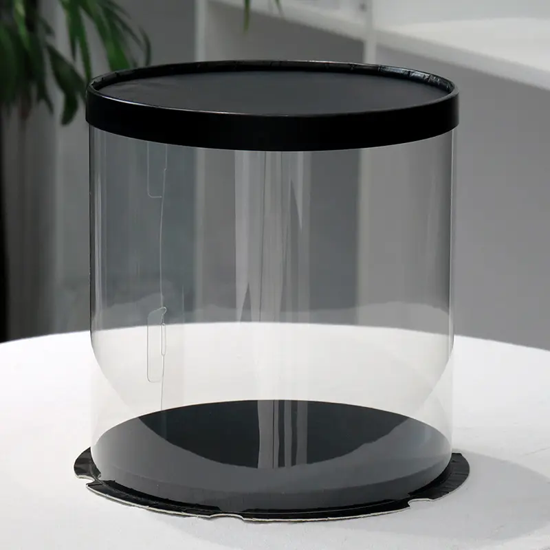 Cake Box Round Clear See Through Medium Black 30x30xH18cm