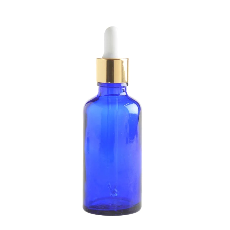 20ml Glass Dropper Bottle Amber Blue with Gold Collar Pipette Lid