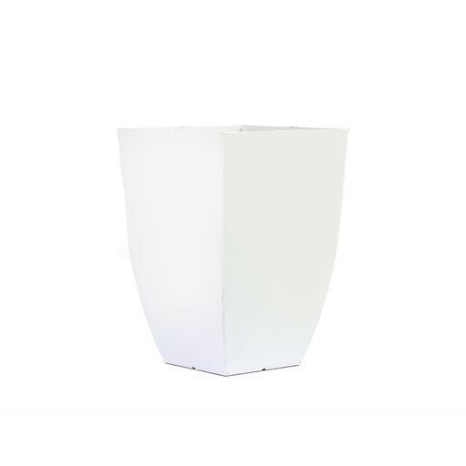 Vase-Flower Planter Pot Square Big White Metallic Plastic 513