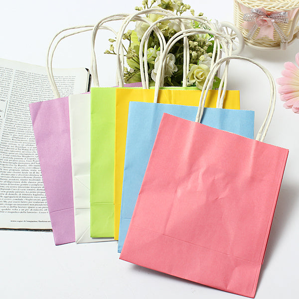 Kraft Paper Gift Shopper Bags 21x27x11cm 120gsm