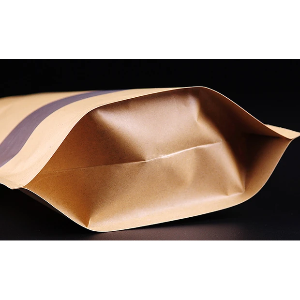 Kraft Pouch Bag Zip Lock Resealable Stand-Up with Window Brown 280mic 12pack