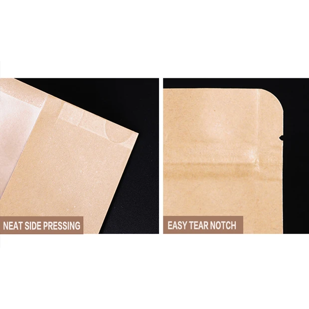 Kraft Pouch Bag Zip Lock Resealable Stand-Up with Window Brown 280mic 12pack