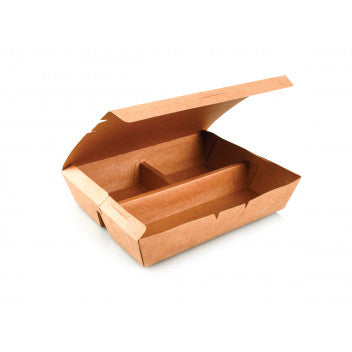 Kraft Paper Food Lunch Box 690ml 3-Compartment 5pack