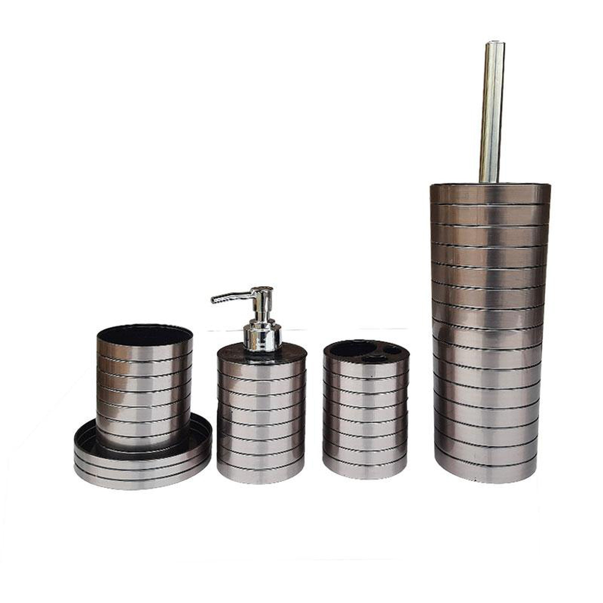 Bathroom & Toilet Brush Set 4pc Silver