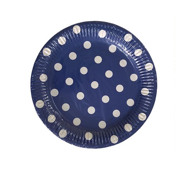 Party Paper Plates Blue Polka Dot 12pc