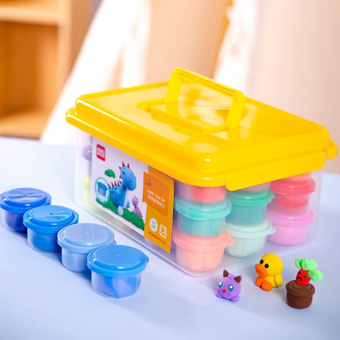 Deli Kids Modeling Clay 36-Color Tubs in Storage Box