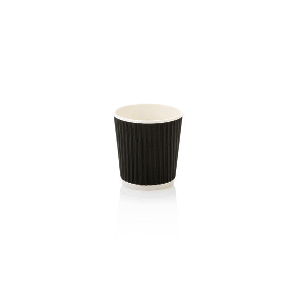 100ml Espresso Paper Ripple Coffee Cup Vertical Black 10pack