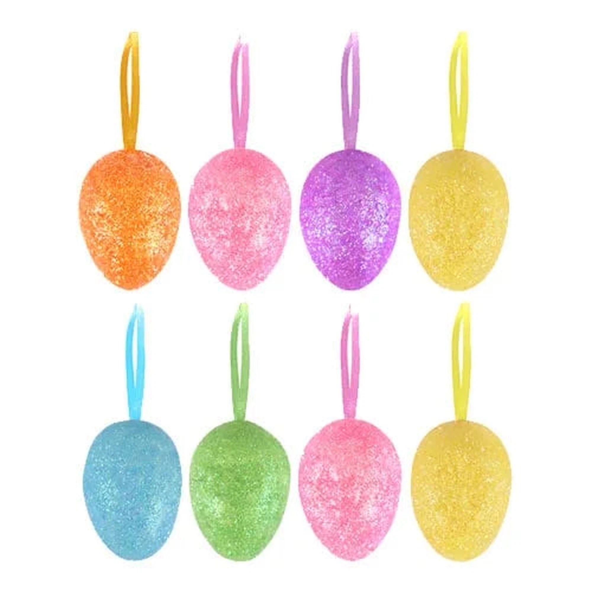 Polystyrene Styrofoam Glitter Eggs 12pc Assorted