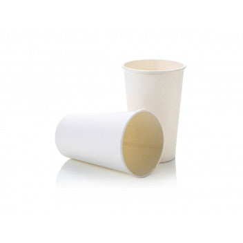 500ml Vending Paper Coffee Cups Disposable Single Wall White with White Sip Lid 10pack