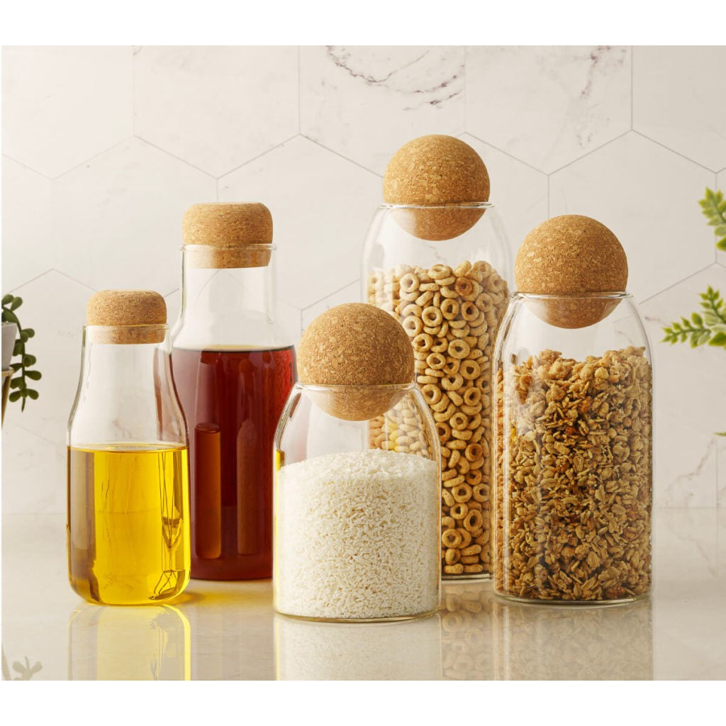 Aqua Glass Canister Jar 1100ml with Cork Ball lid 27155