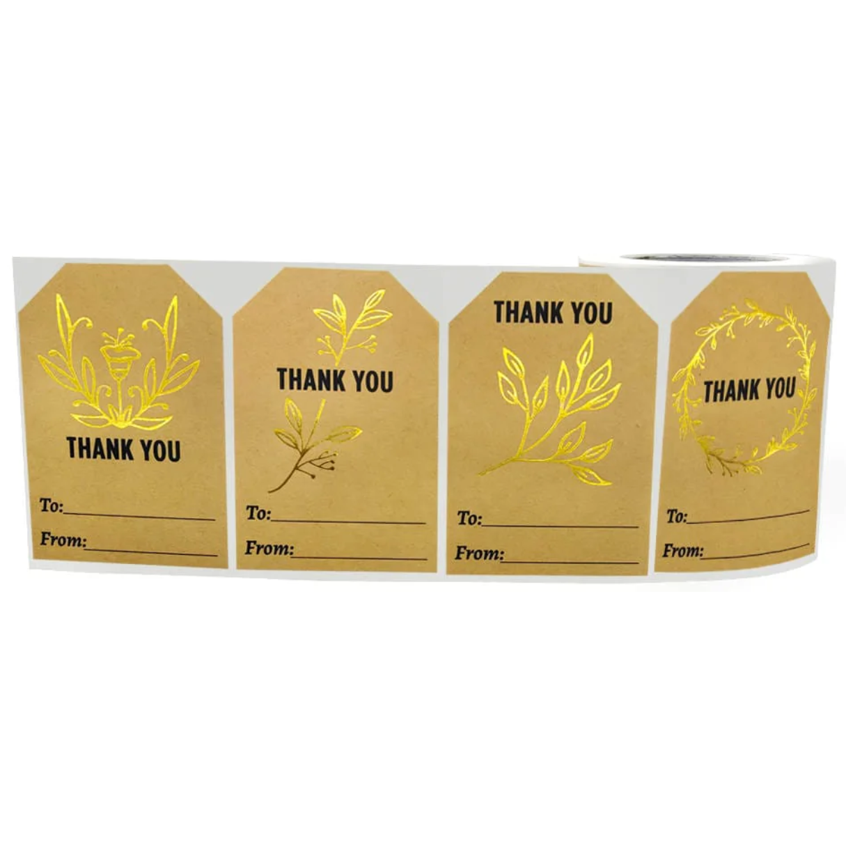 Kraft Paper Thank You Sticker 250 Sticker Assorted