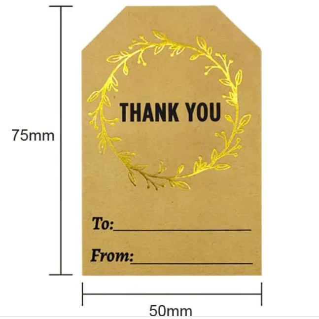Kraft Paper Thank You Sticker 250 Sticker Assorted