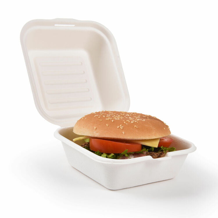 Bio Burger Lunchbox 6inch Takeaway Clamshell Sugar Cane