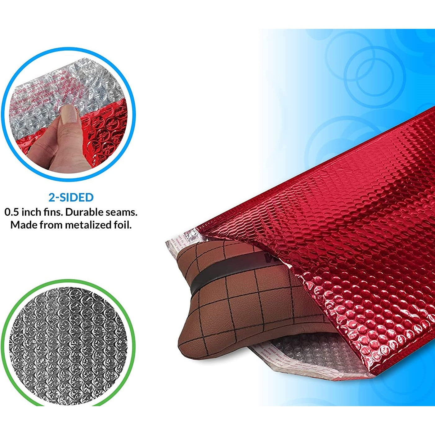 Bubble Pouch Mailer Bags Self-Seal Padded Envelope Metallic Red 38x43+4cm