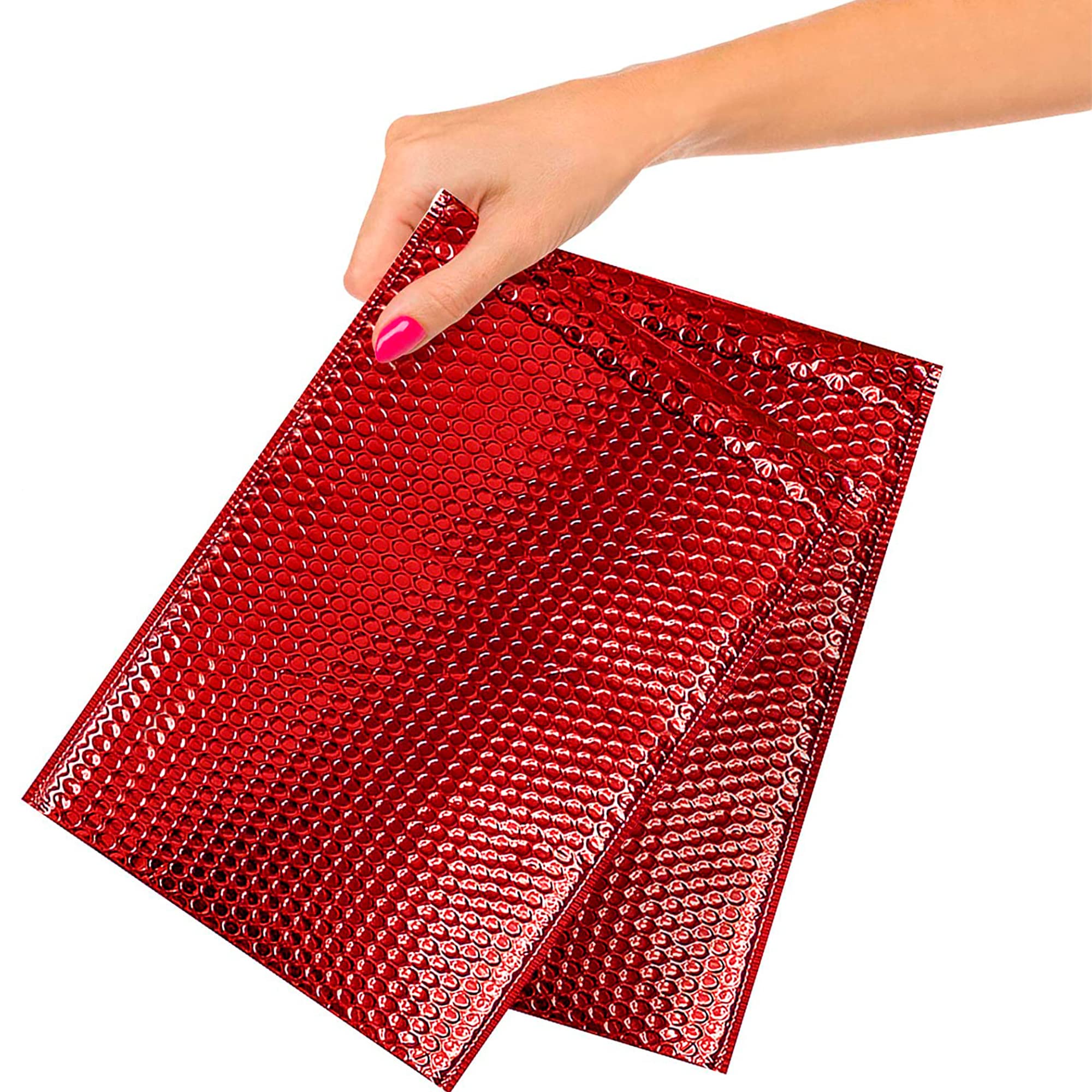 Bubble Pouch Mailer Bags Self-Seal Padded Envelope Metallic Red 38x43+4cm
