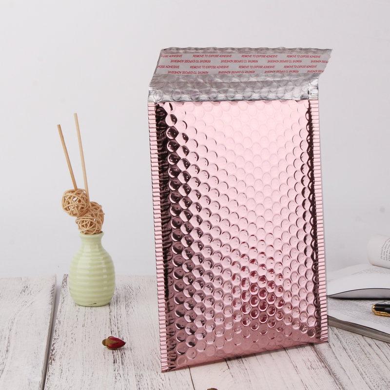 Bubble Pouch Mailer Bags Self-Seal Padded Envelope Rose Gold 15x20cm+4cm