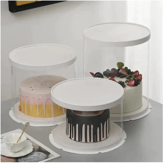 PVC Cake Gift Box Transparent Round Heigthened