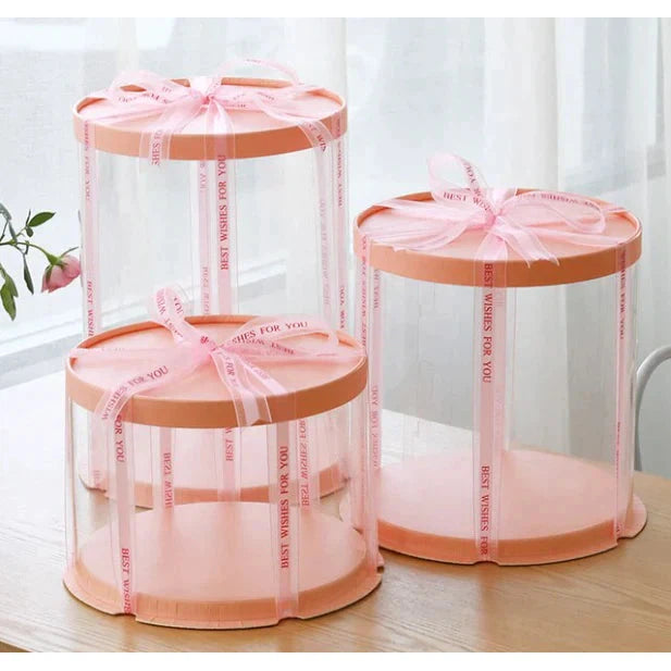 PVC Cake Gift Box Transparent Round Heigthened