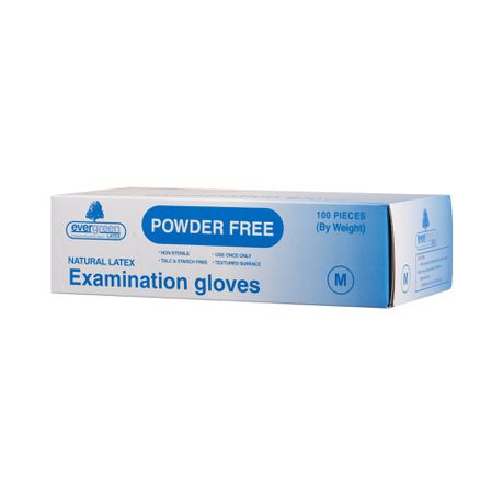 Evergreen Latex Examination Gloves Latex Powder Free 100pack