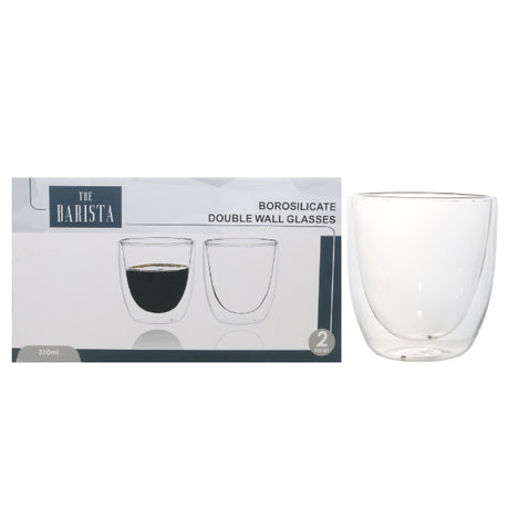 Barista Borosilicate Double Wall Café Espresso Coffee Cup 310ml 2pc 11400